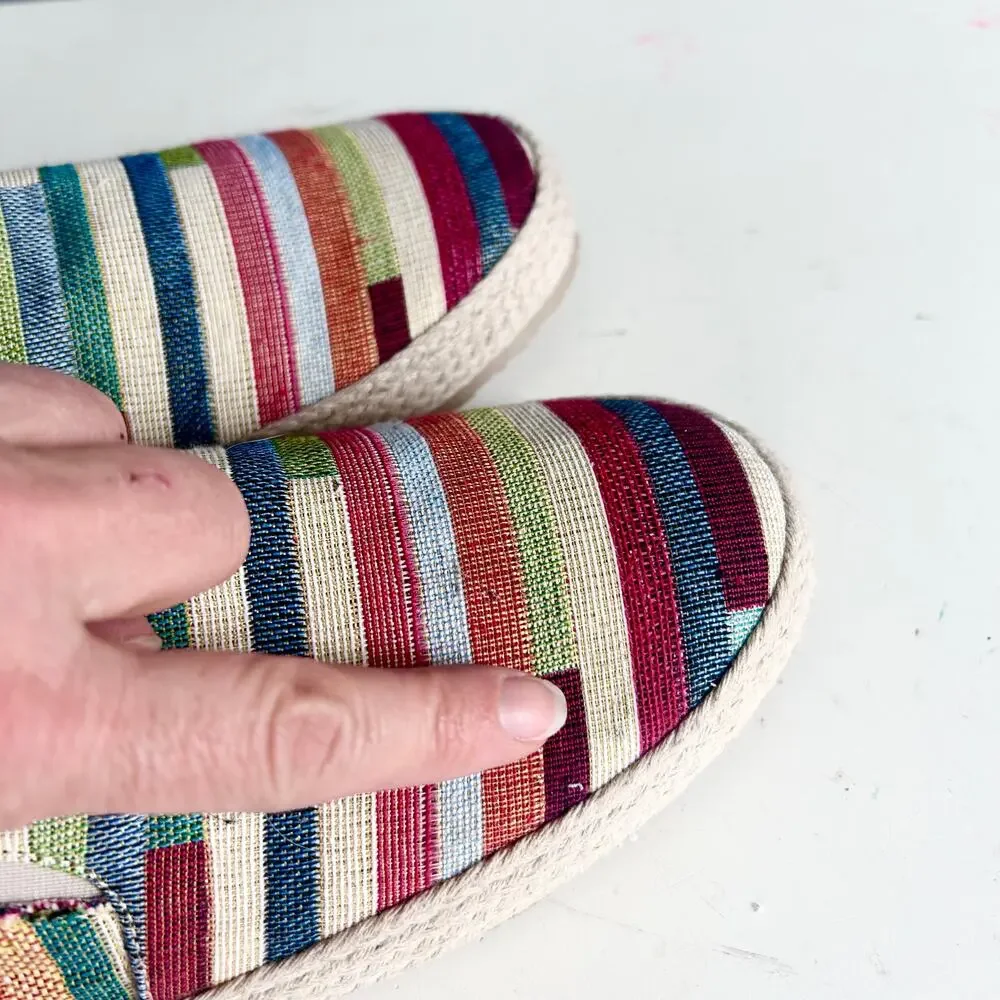 BRUNOS Firenze shoes men's size 10.5 IT 44 Leone-BRM madras striped fabric beach